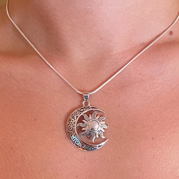 Sterling Silver Moon & Sun Necklace - Picture 8 of 16